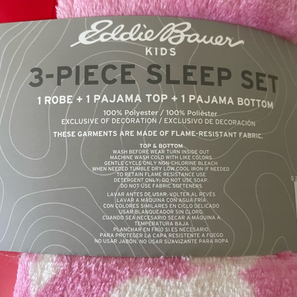NWT Eddie Bauer 3-piece Sleep Set (pink/blue) girls size M (10/12) - Picture 4 of 4
